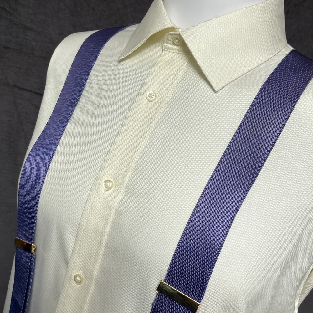 Trafalgar Suspenders Braces Purple Leather Button Classic Y Back